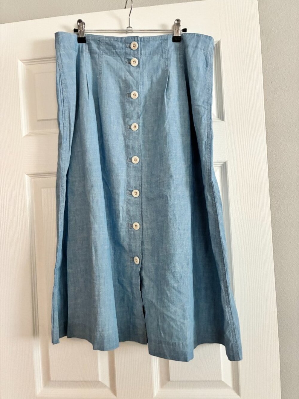 Madewell Blue Chambray Patio button down skirt Sz 12